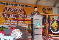 Foto: Wali Kota Jambi saat sambutan di Acara Festival Budaya Kuda Kepang Nusantara