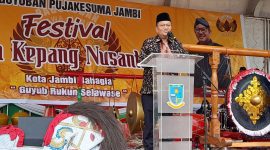 Foto: Wali Kota Jambi saat sambutan di Acara Festival Budaya Kuda Kepang Nusantara